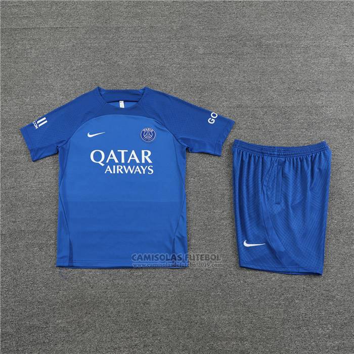 Fato de Treino Paris Saint-Germain Manga Curta 2022-2023 Azul Oscuro - Calcas Curta